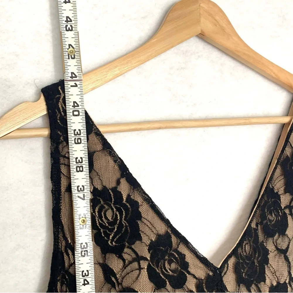 Glamour Lace Dress Women's Size 10 Black Tan Lined Fit & Flare Sleeveless - Picture 5 of 10
